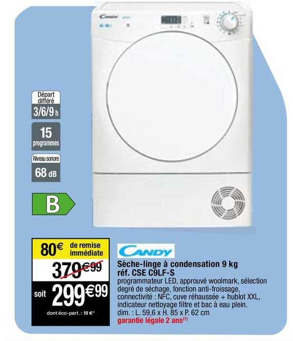 sèche-linge à condensation 9 kg candy