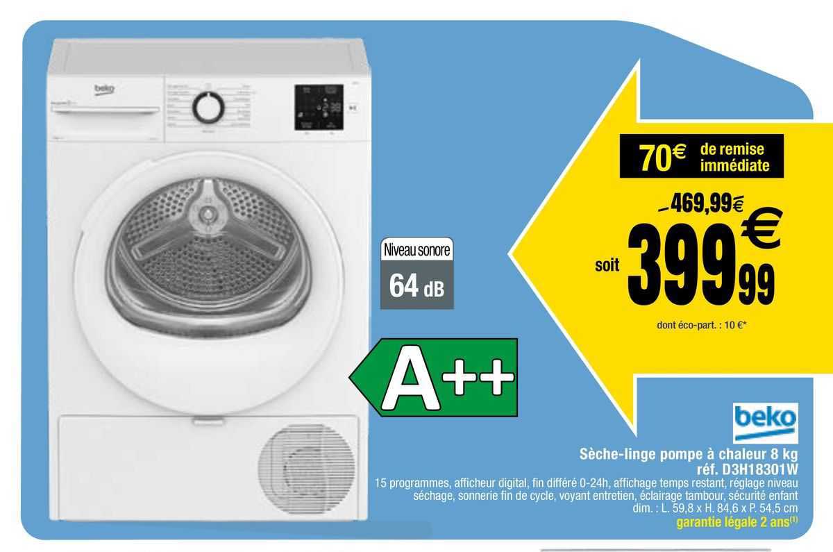 sèche-linge pompe à chaleur 8 kg beko