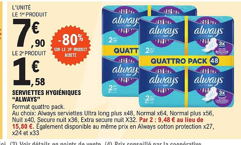 serviettes hygiéniques "always"