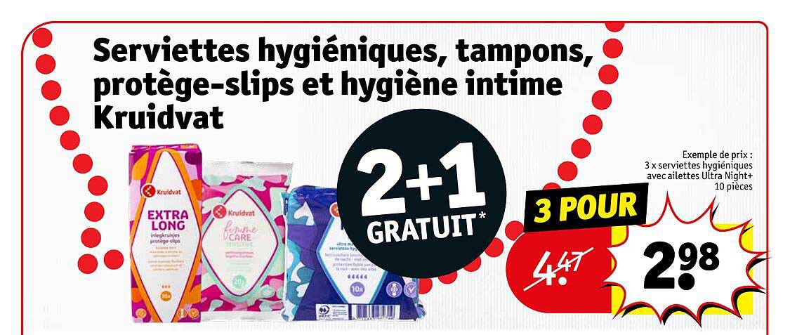 serviettes hygiéniques, tampons, protège-slips et hygiène intime kruidvat