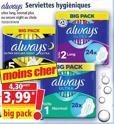 serviettes hygiéniques always