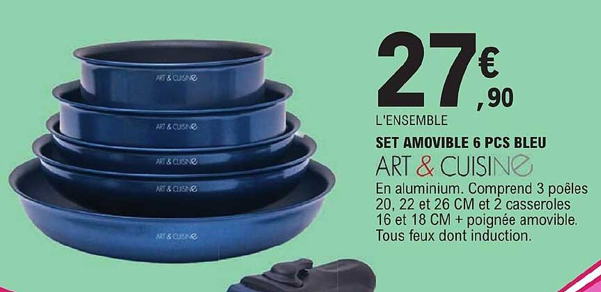 set amovible 6 pcs bleu art & cuisine