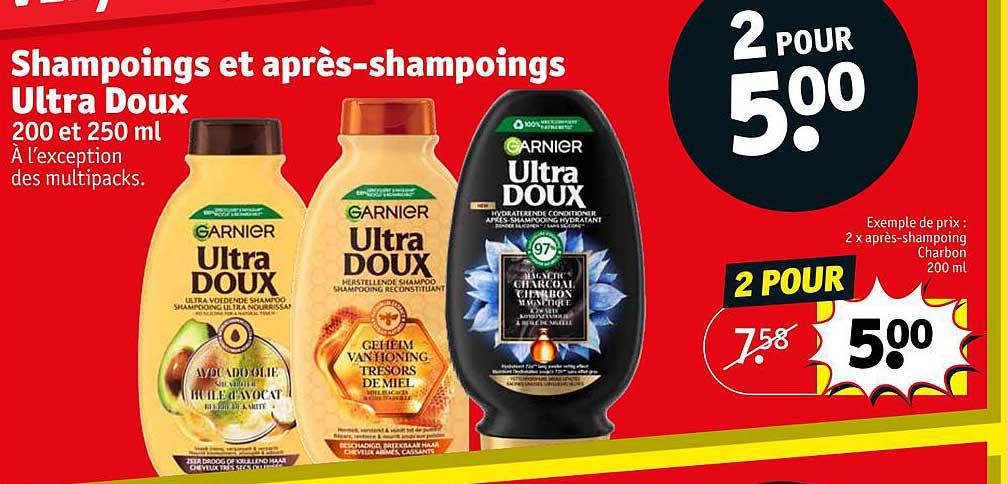 shampoings et après-shampoings ultra doux 200 et 250 ml