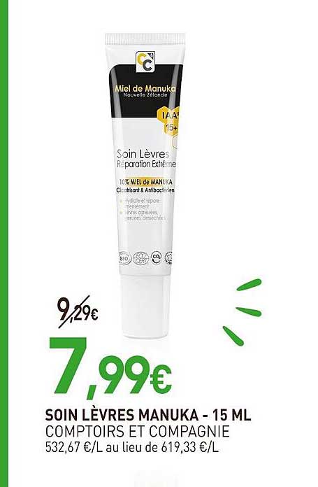 soin lèvres manuka - comptoirs et compagnie - 15 ml