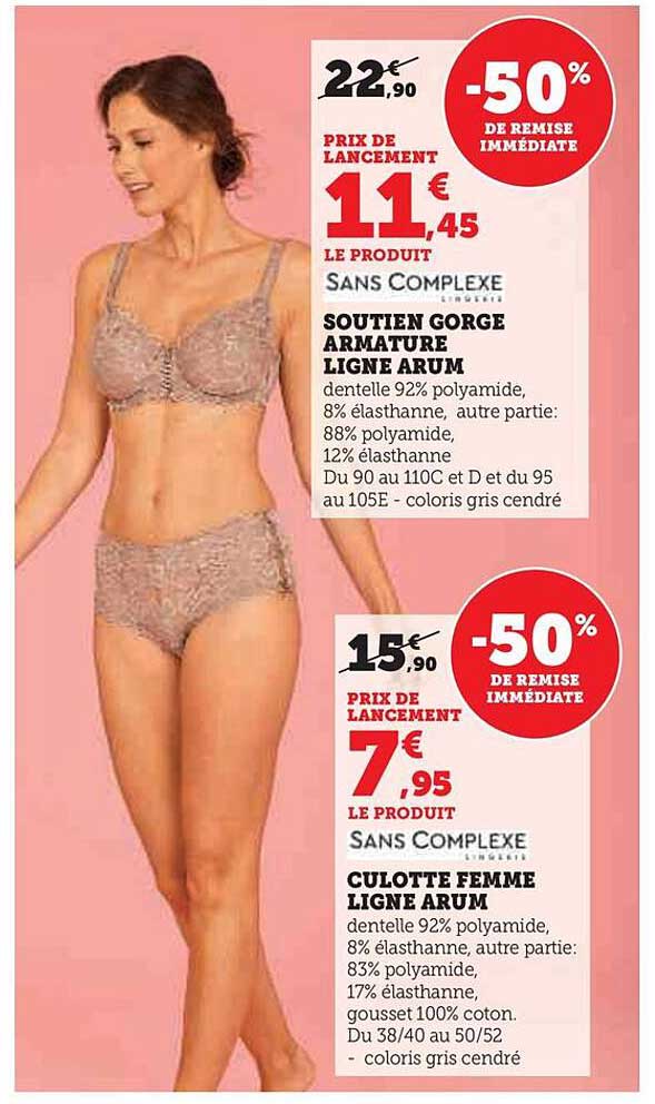soutien gorge armature ligne arum, culotte femme ligne arum sans complexe