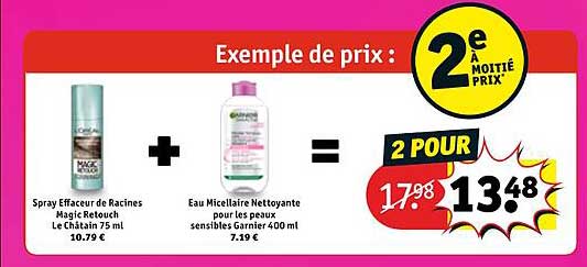 spray effaceur de racines magic retouch le châtain 75 ml + eau micellaire nettoyante pour les peaux sensibles garnier 400 ml