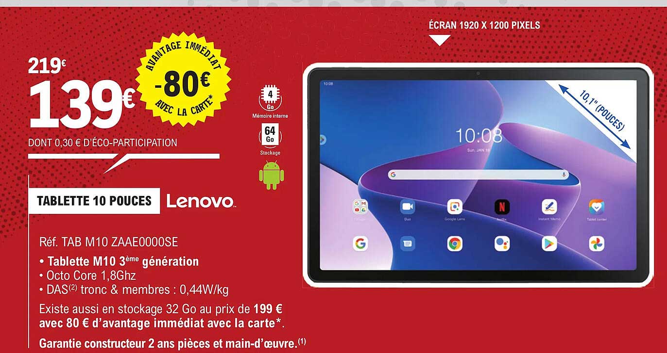 Tablette 10 Pouces Lenovo