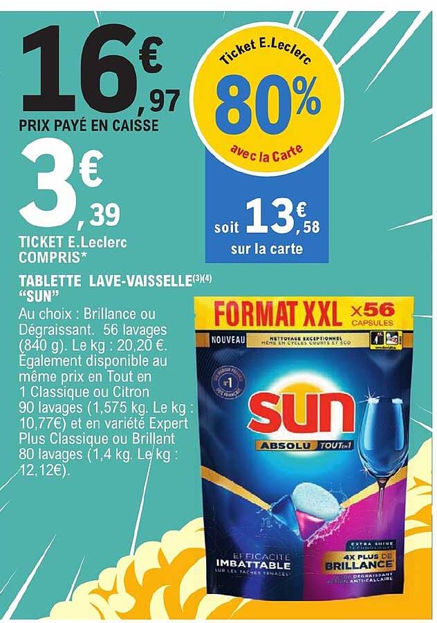 tablette lave-vaisselle "sun"