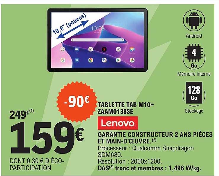 tablette tab m10+ zaam0138se lenovo