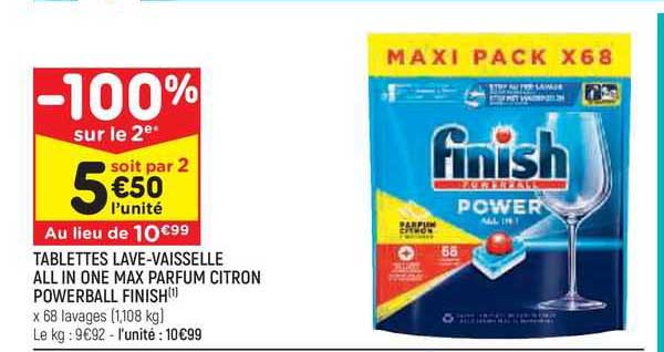 tablettes lave-vaisselle all in one max parfum citron powerball finish