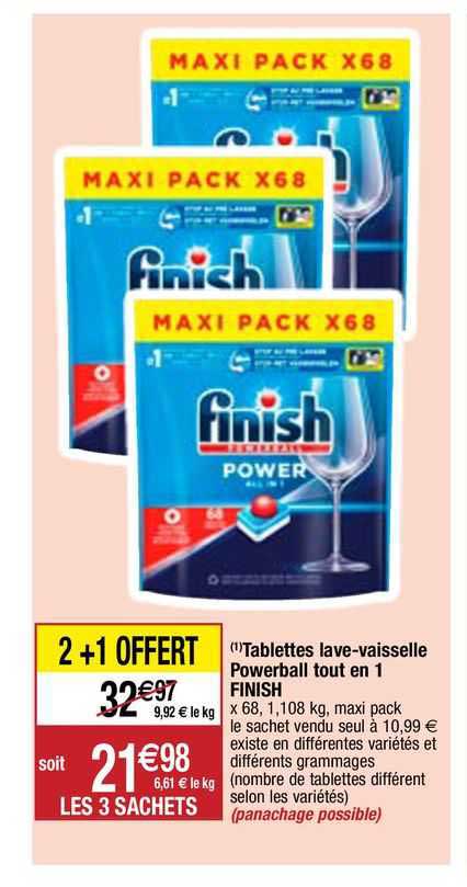 tablettes lave-vaisselle powerball tout en 1 finish