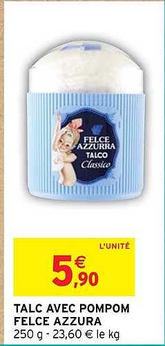talc avec pompom felce azzura