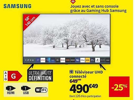 Téléviseur Uhd Connecté 58" 146 Cm Samsung