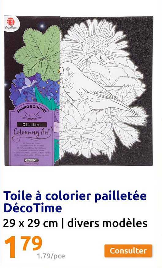 toile à colorier pailletée décoTime