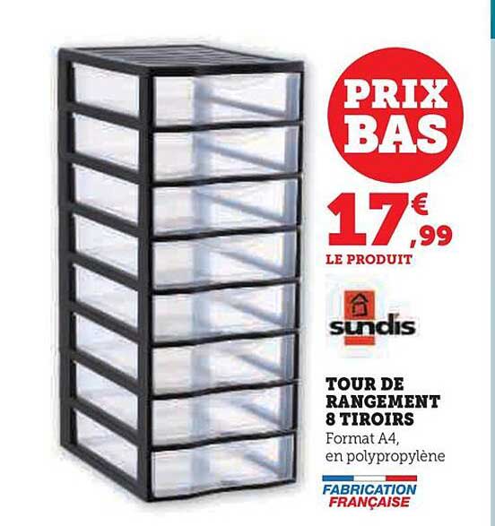 Tour De Rangement 8 Tiroirs Sundis