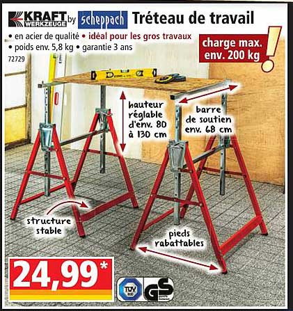 tréteau de travail kraft werkzeuge by scheppach