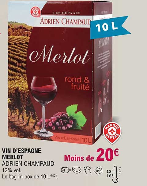 vin d'espagne merlot adrien champaud 12% vol.