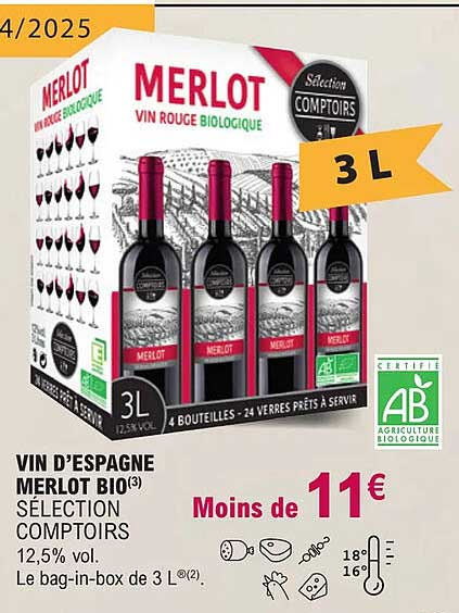 vin d'espagne merlot bio sélection comptoirs