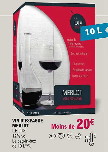 vin d'espagne merlot le dix 12% vol.