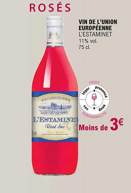 vin de l'union européenne l'estaminet 11% vol.