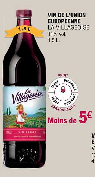 vin de l'union européenne la villageoise 11% vol.