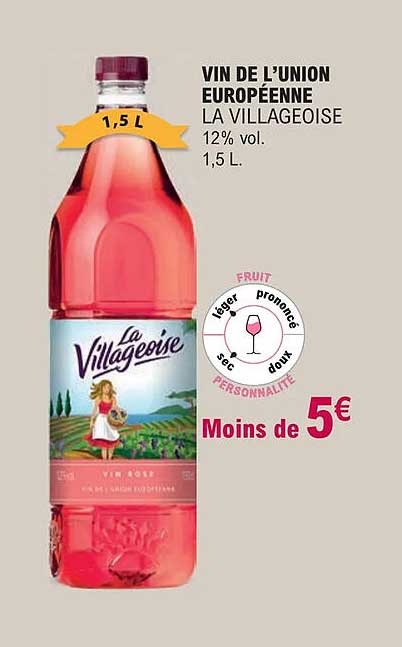 vin de l'union européenne la villageoise 12% vol.