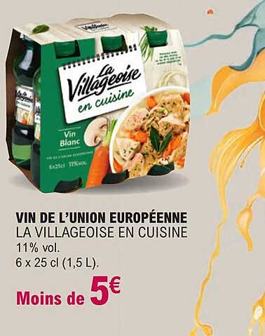 vin de l'union européenne la villageoise en cuisine 11% vol.