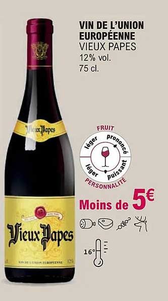 vin de l'union européenne vieux papes 12% vol.