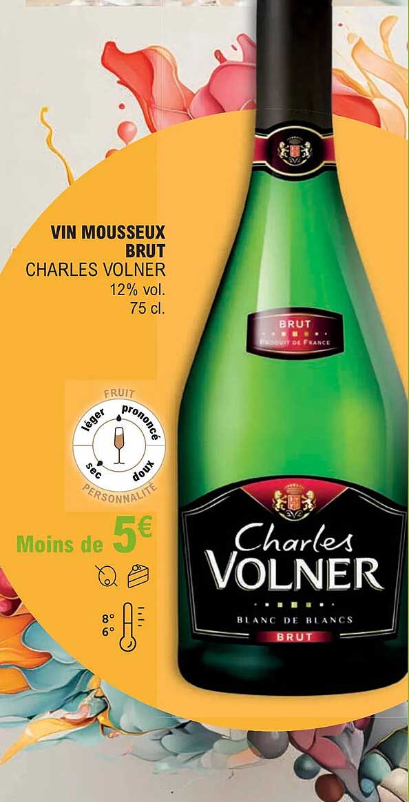 vin mousseux brut charles volner 12% vol.