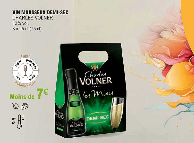 vin mousseux demi-sec charles volner 12% vol.