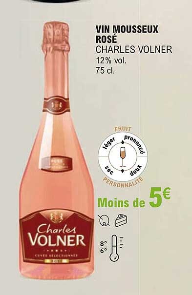 vin mousseux rosé charles volner 12% vol.