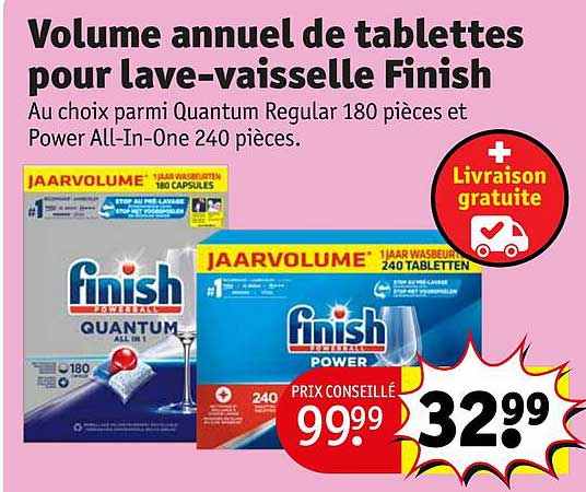 volume annuel de tablettes pour lave-vaisselle finish