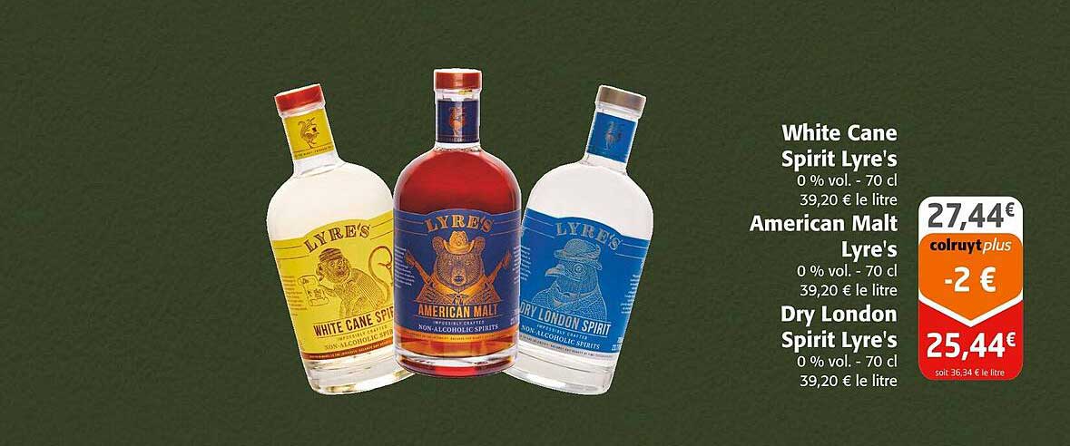 White Cane Spirit Lyre's, American Malt Lyre's, Dry London Spirit Lyre's