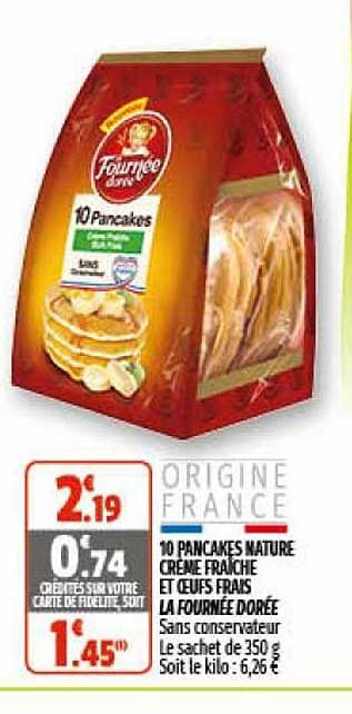 10 pancakes nature crème fraîche et oeufs frais la fournée dorée