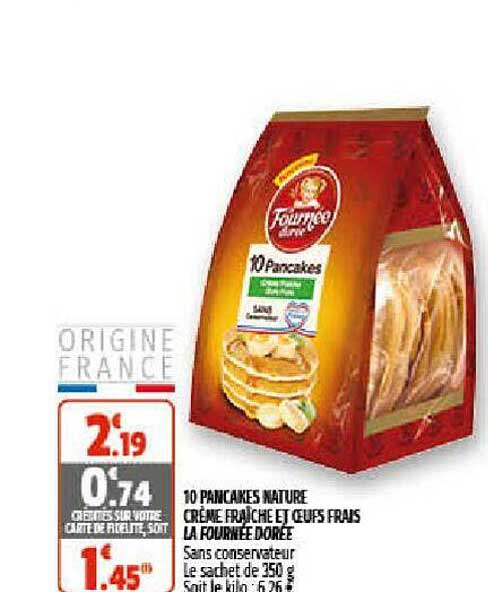 10 pancakes nature crème fraîche et oeufs frais la fournée dorée