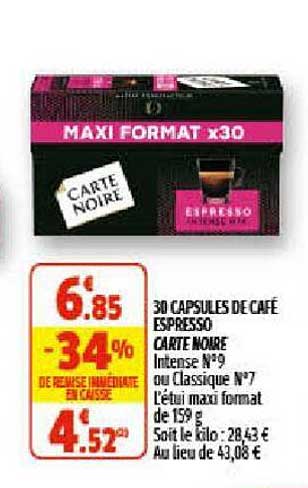 30 Capsules De Café Espresso Carte Noire