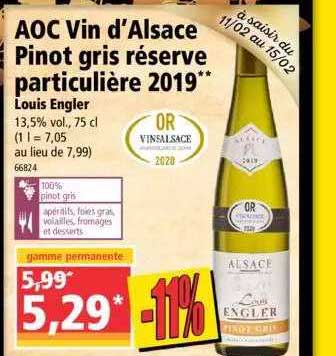aoc vin d'alsace pinot gris réserve particulière 2019 louis engler