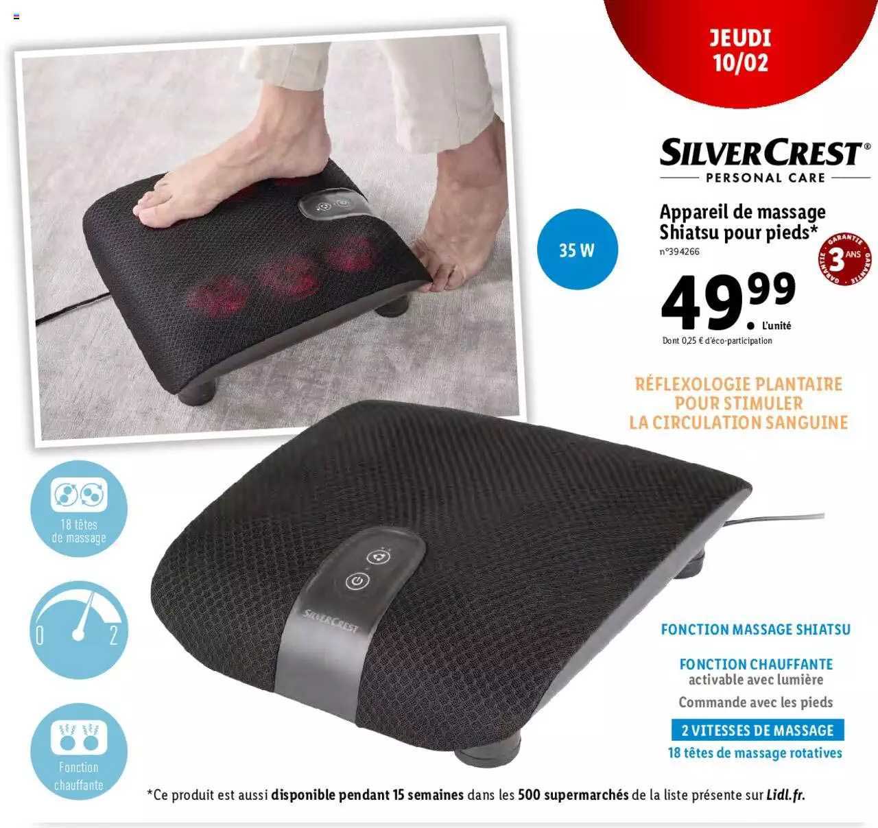 appareil de massage shiatsu pour pieds silverCrest