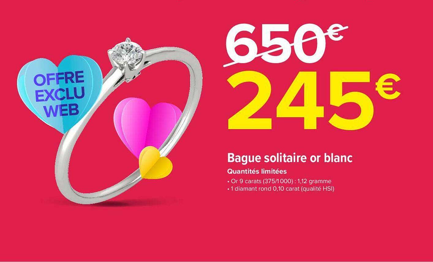 Bague Solitaire Or Blanc