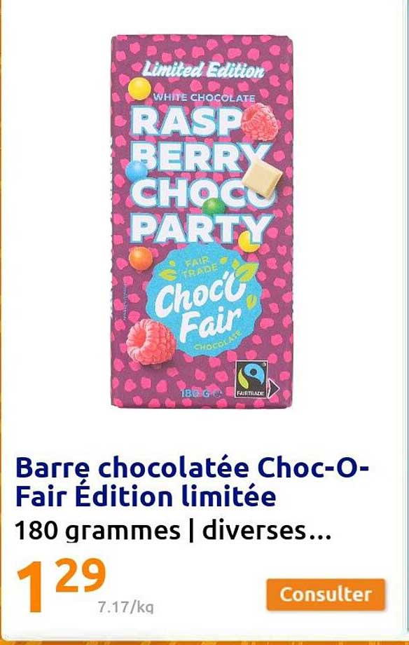barre  chocolatée choc-o-fair édition limitée