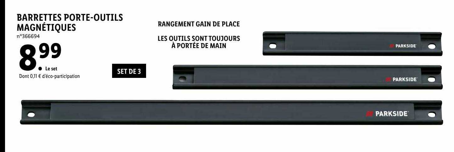 barrettes porte-outils magnétiques parkside