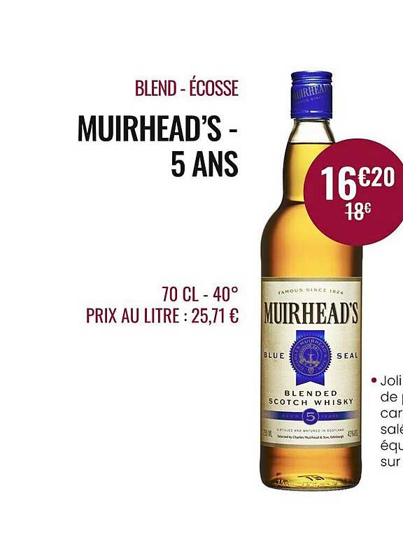 Blend - écosse Muirhead's - 5 Ans