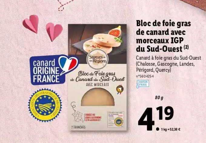bloc de foie gras de canard avec morceaux igp du sud-ouest