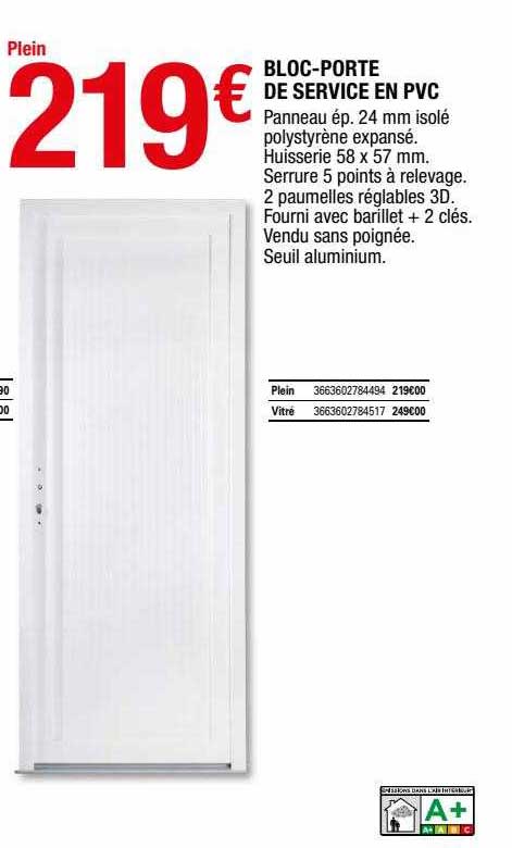 bloc-porte de service en pvc