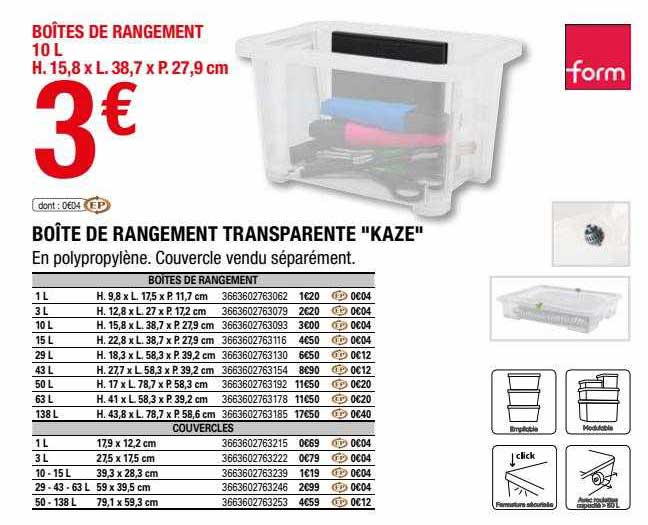 Boîte De Rangement Transparente "kaze" Form