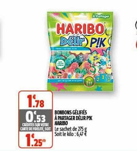bonbons gélifiés à partager délir p!k haribo