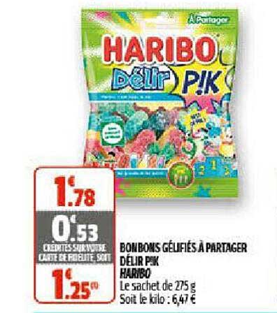 bonbons gélifiés à partager délir p!k haribo