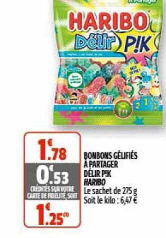 bonbons gélifiés à partager délir p!k haribo