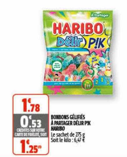 bonbons gélifiés à partager délir p!k haribo