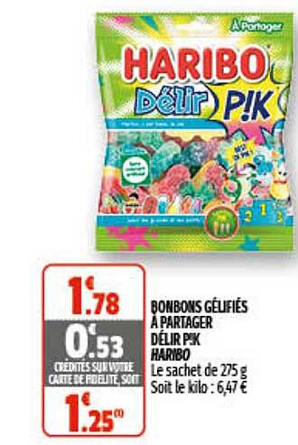 bonbons gélifiés à partager délir p!k haribo